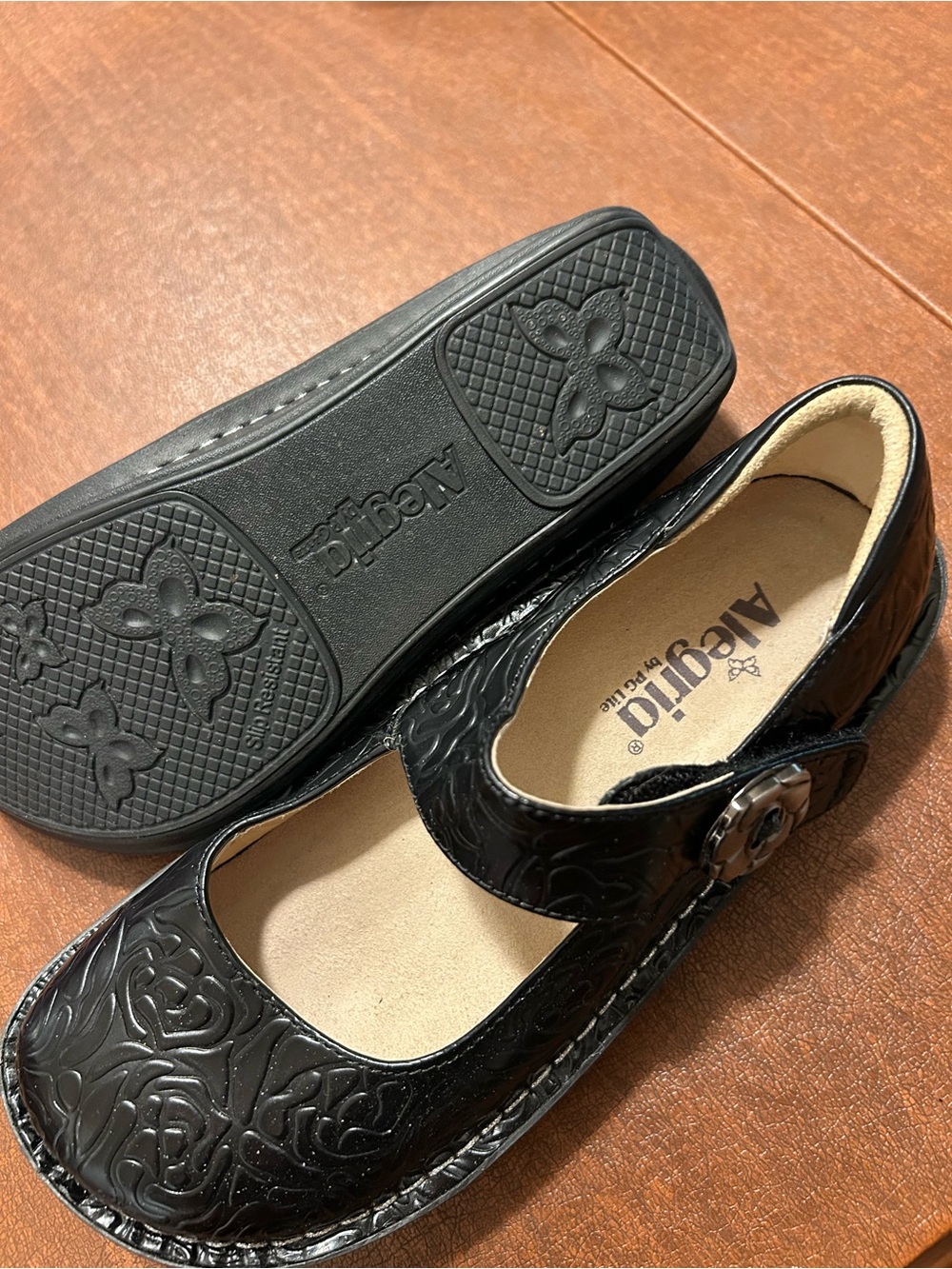 Alegria Black Paloma Embossed Shoes - Picture 2 of 3